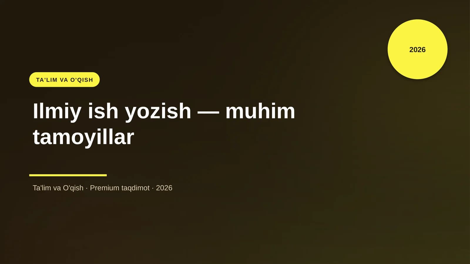 Ilmiy ish yozish — muhim tamoyillar
