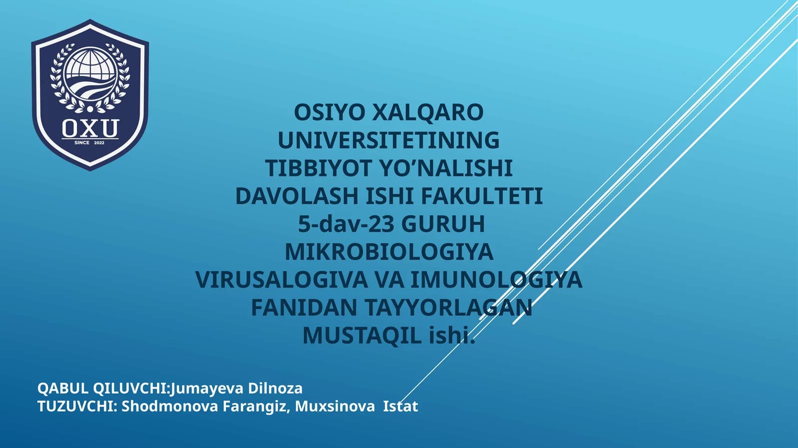 Leptospirozlar morfologiyasi, strukturasi, tarqalganligi, keltirib chiqaruvchi kasalliklari, laboratoriya diagnostikasi