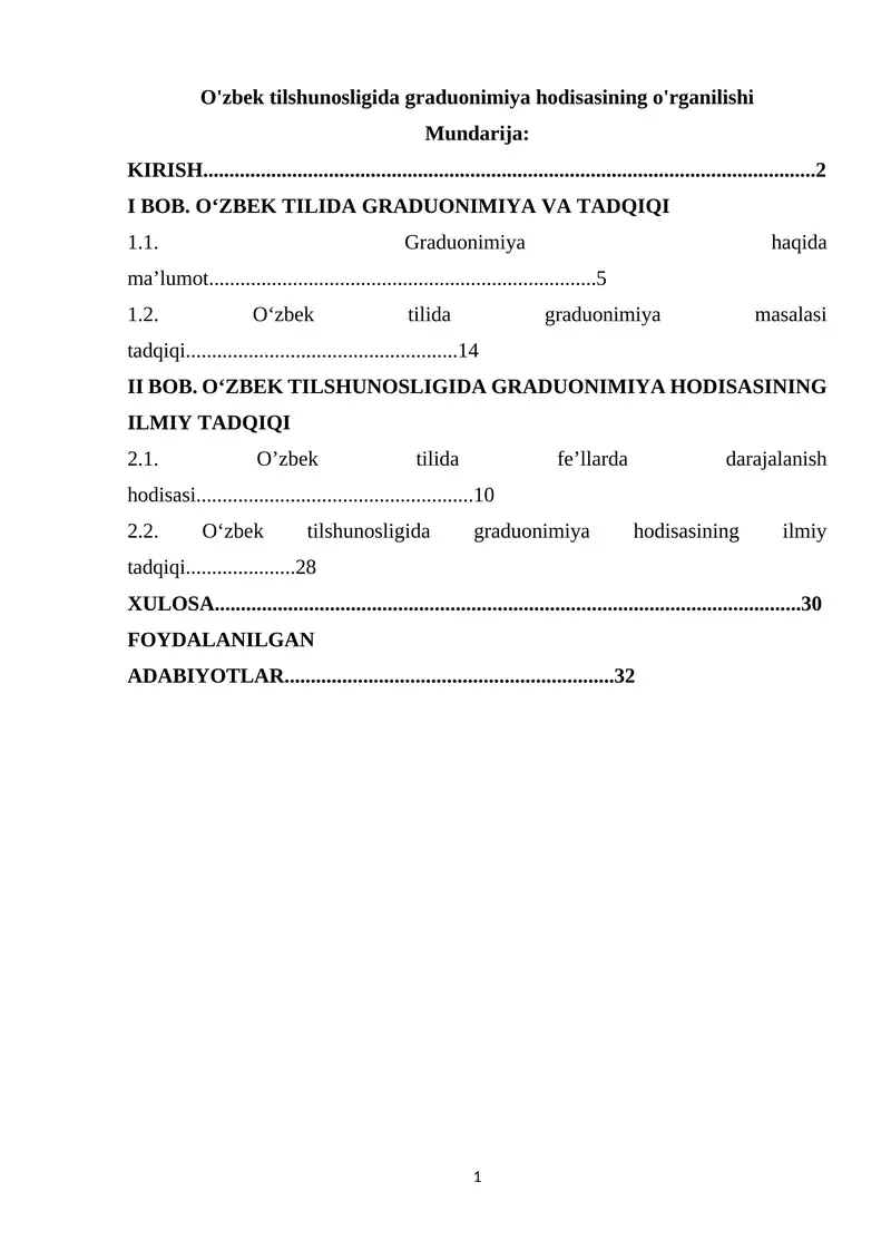 O'zbek tilshunosligida graduonimiya hodisasining o'rganilishi
