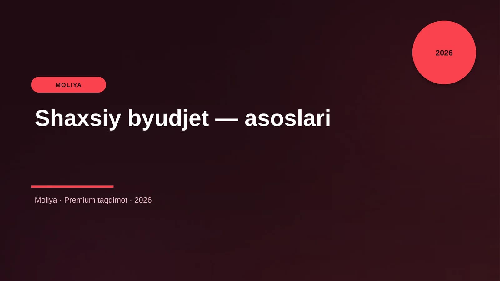 Shaxsiy byudjet — asoslari