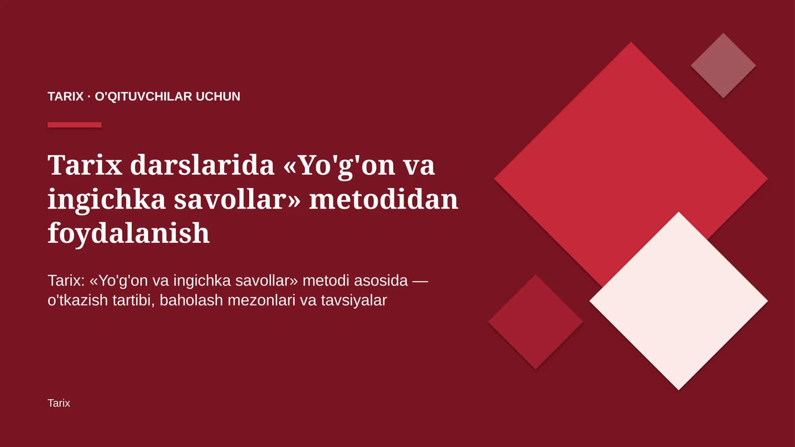 tarix darslarida yo'g'on va ingichka savollar metodidan foydalanish 9346