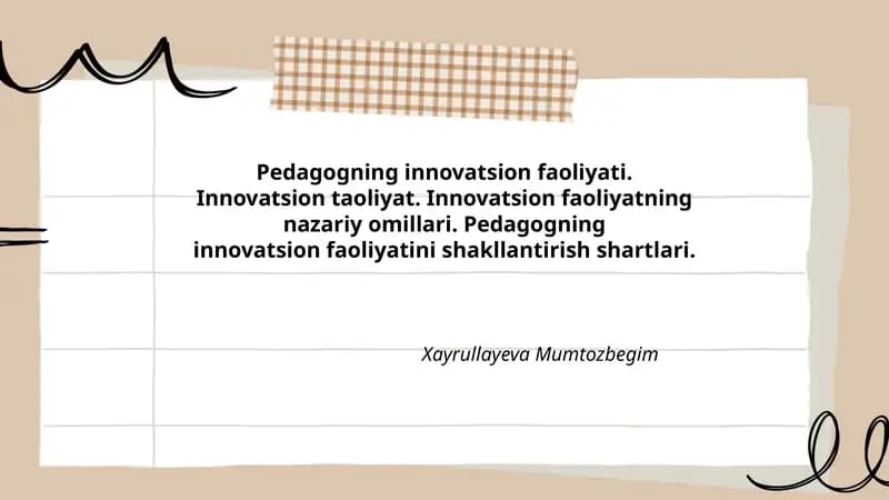 Pedagogning innovatsion faoliyati