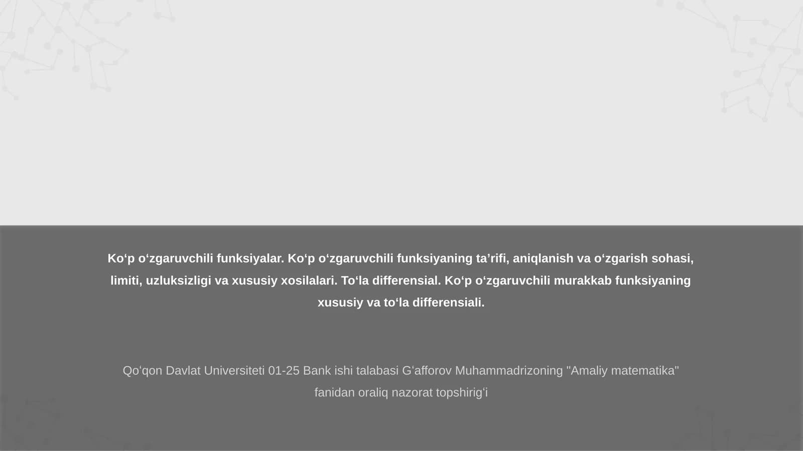 Amaliy matematika fanidan topshiriq