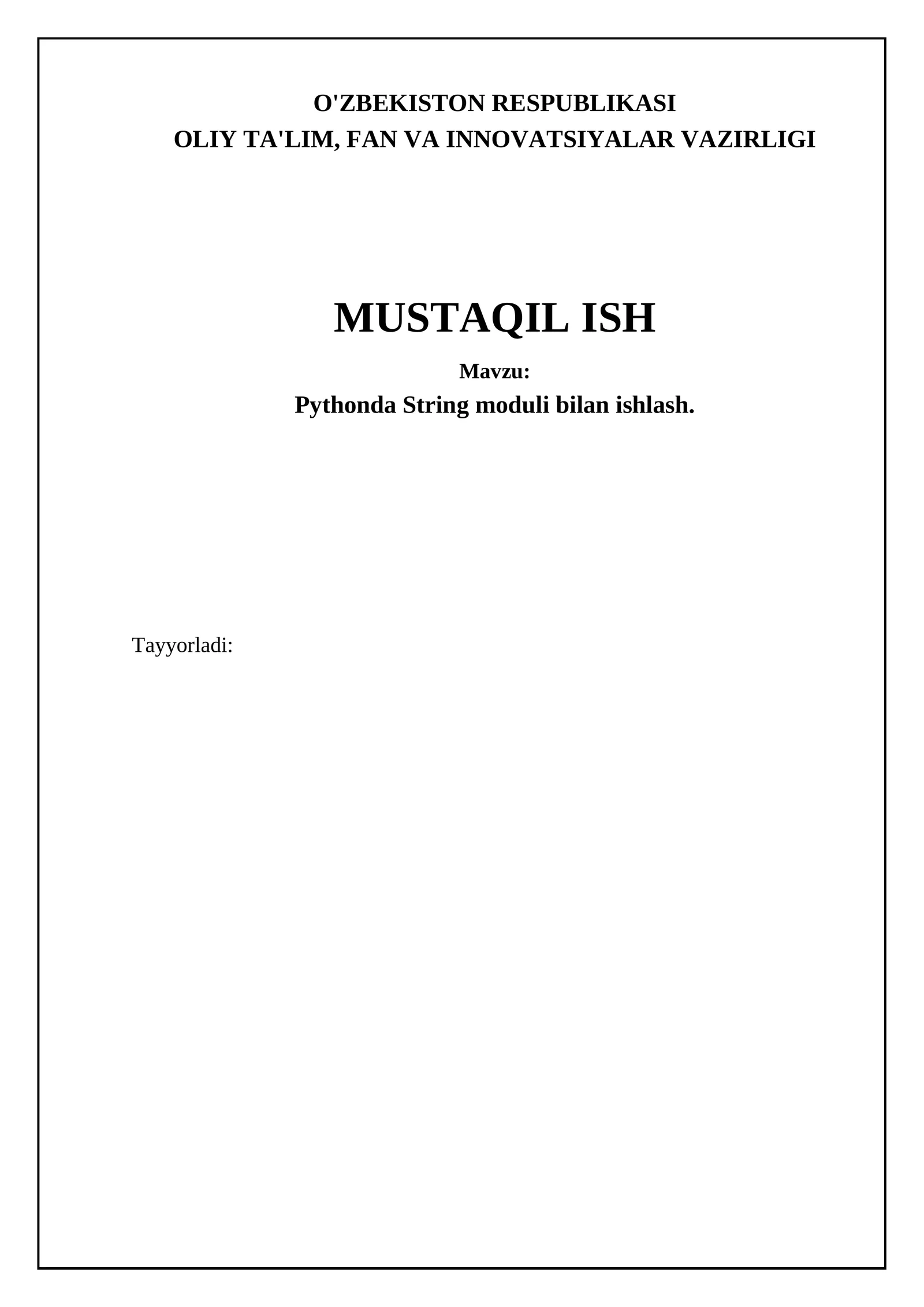 Pythonda String moduli bilan ishlash