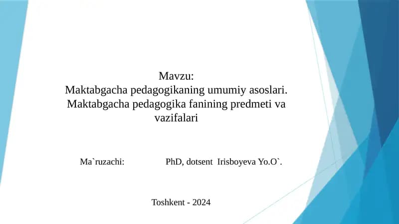 Maktabgacha pedagogika