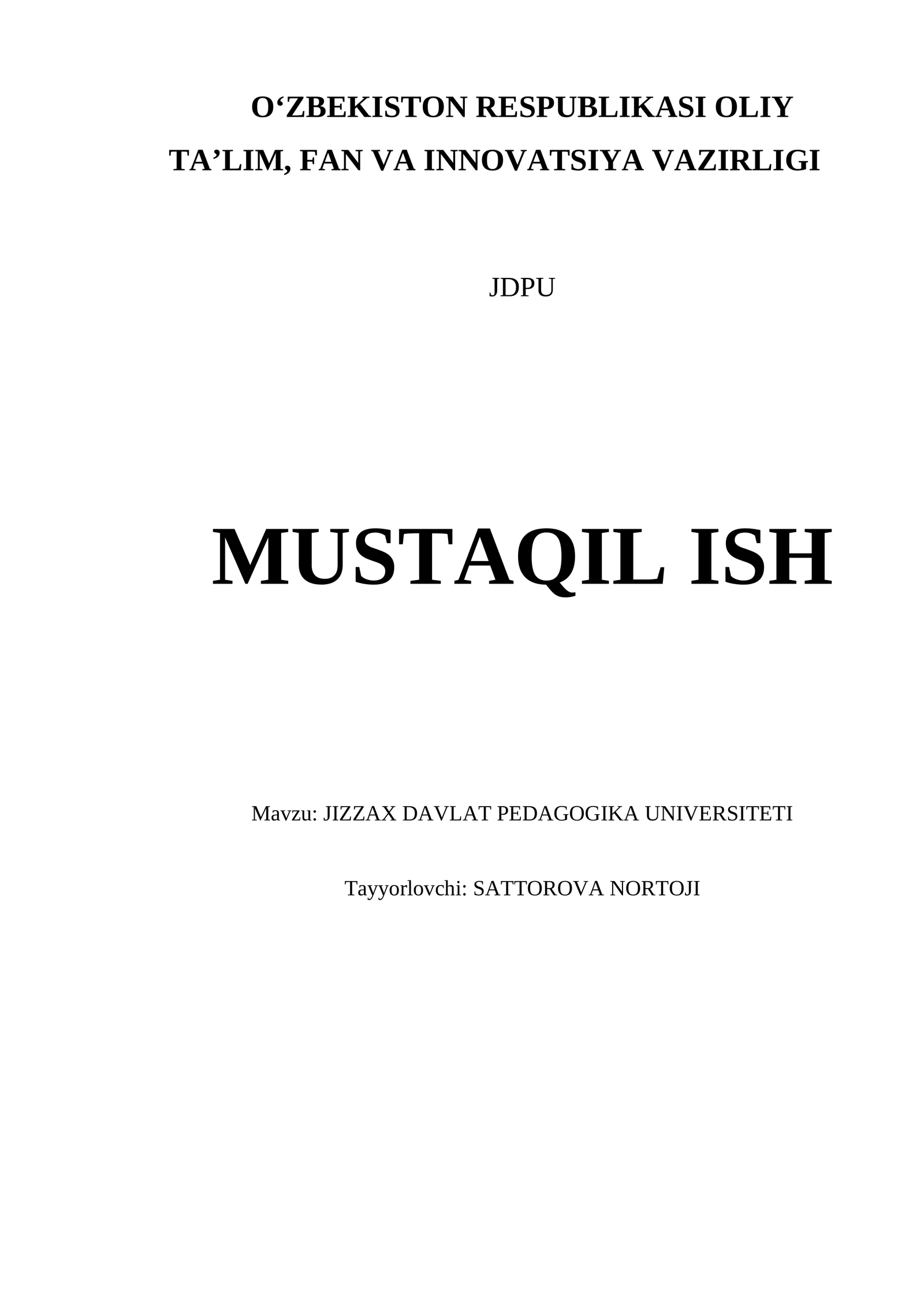 JIZZAX DAVLAT PEDAGOGIKA UNIVERSITETI