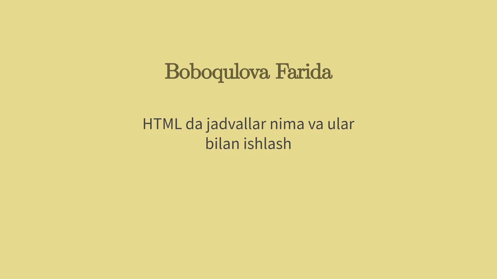 HTML dajadvallarnimavaularbilanishlash