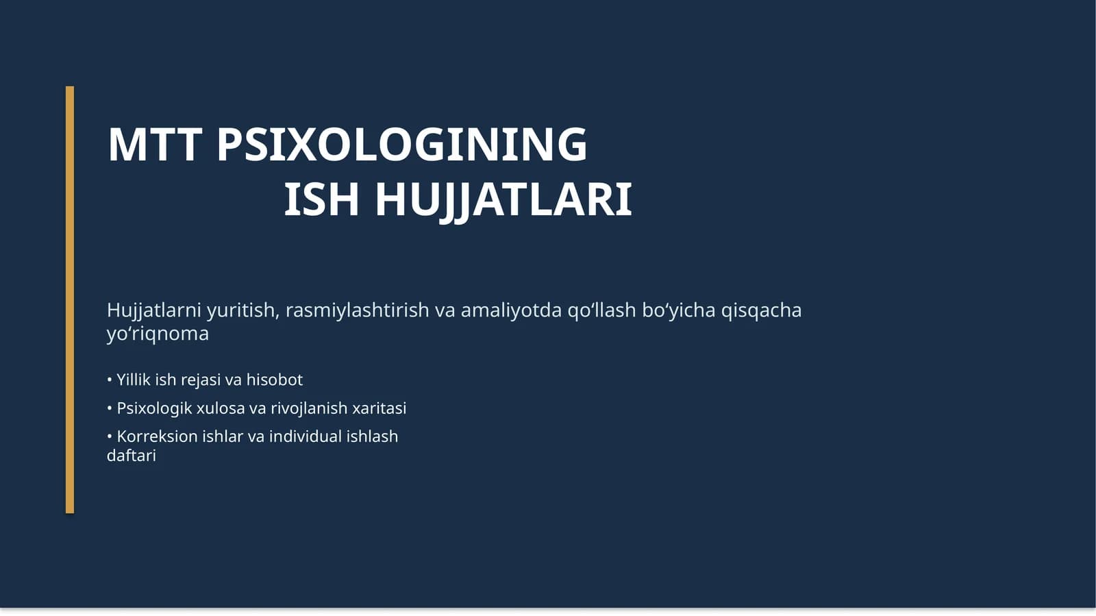 MTT PSIXOLOGINING ISH HUJJATLARI