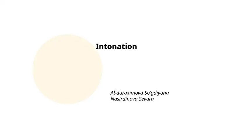 Intonation