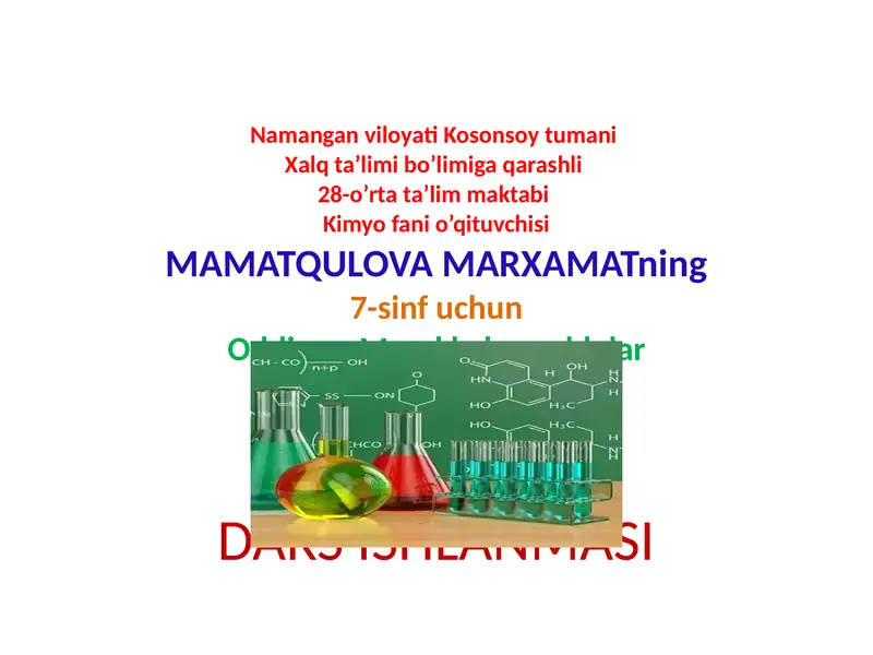Kimyo fani o’qituvchisi