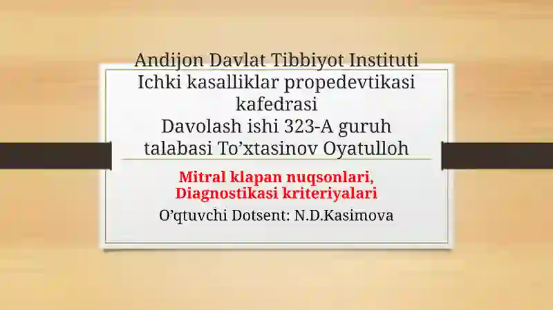 Mitral klapan nuqsonlari