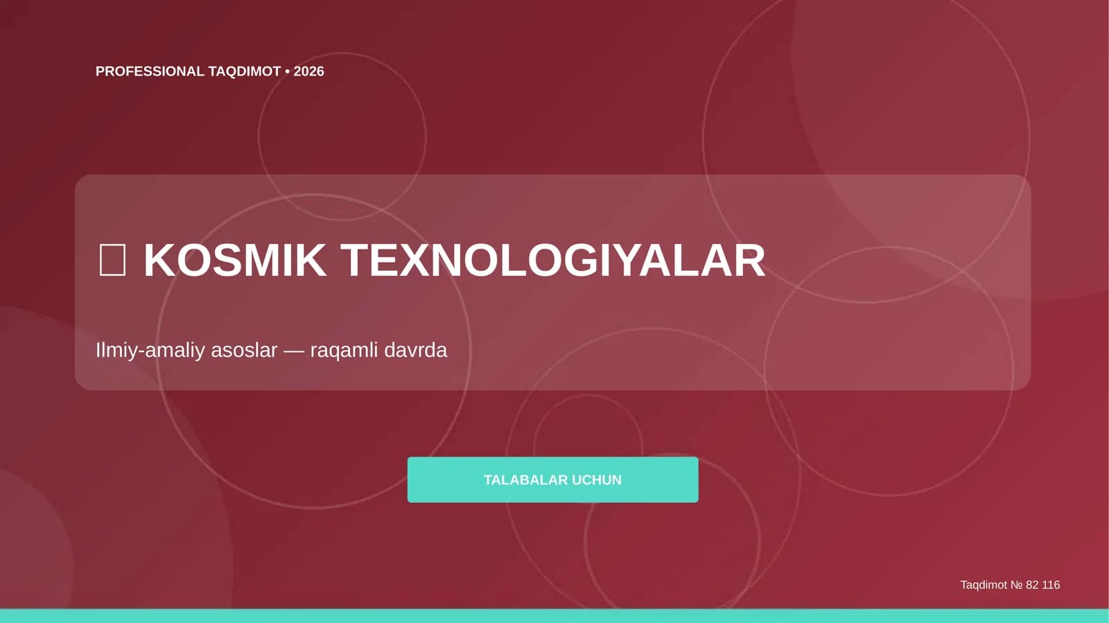 Kosmik texnologiyalar: ilmiy-amaliy asoslar