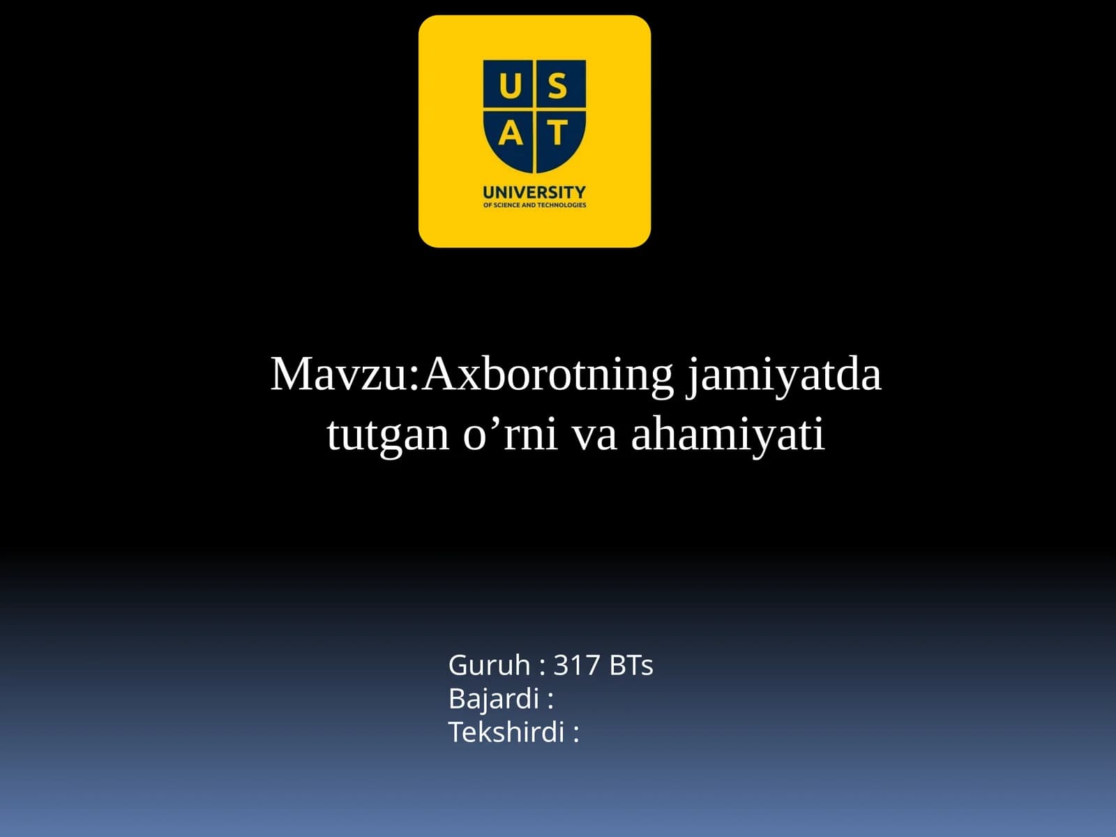 Axborotning jamiyat datutgano’rni va ahamiyati