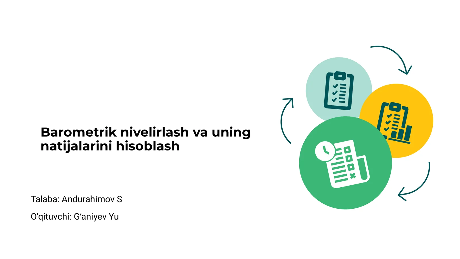 Barometrik nivelirlash va uning natijalarini hisoblash