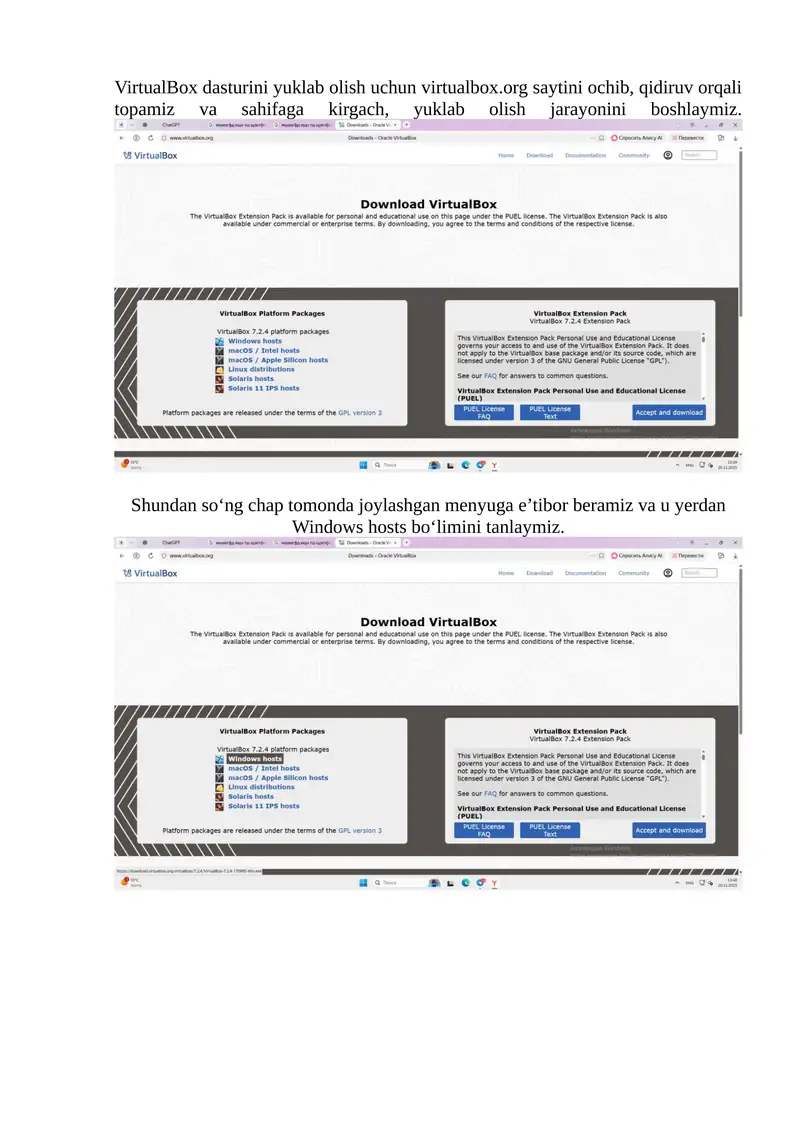 VirtualBox dasturi
