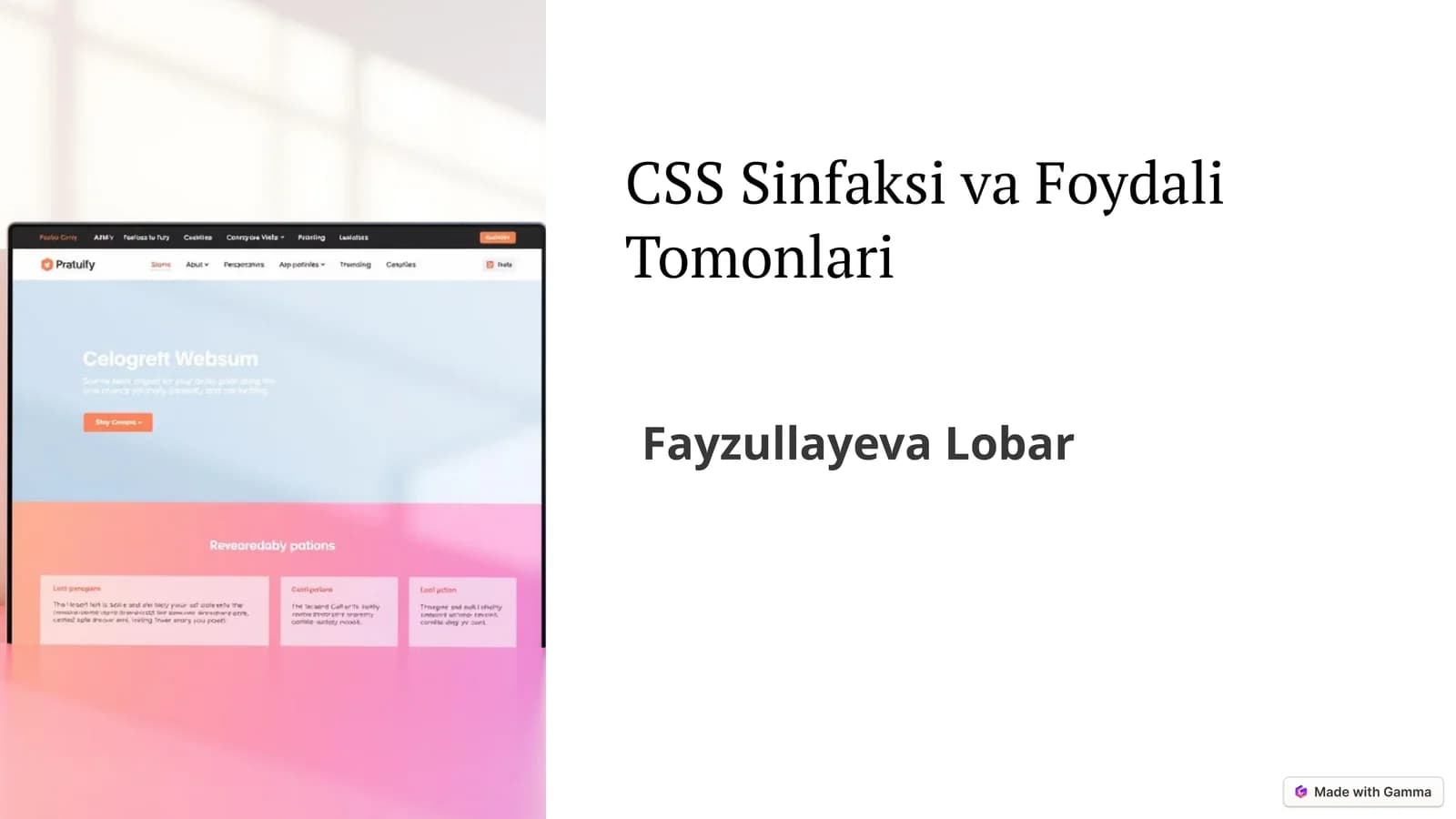CSS Sinfaksi va Foydali Tomonlari