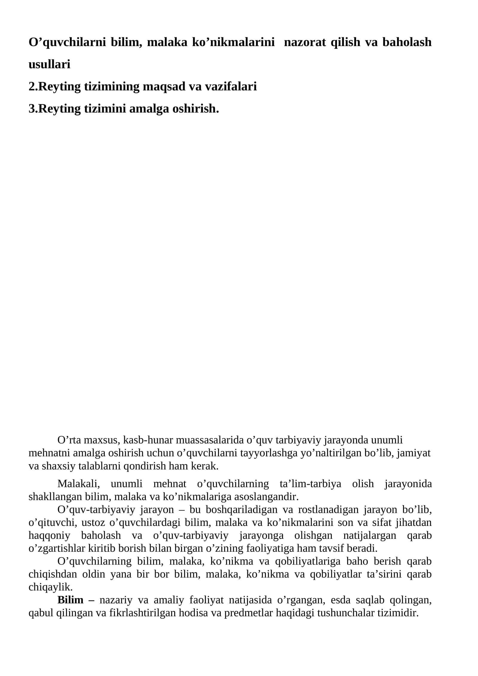 O’quvchilarni bilim, malaka ko’nikmalarini nazorat qilish va baholash usullari