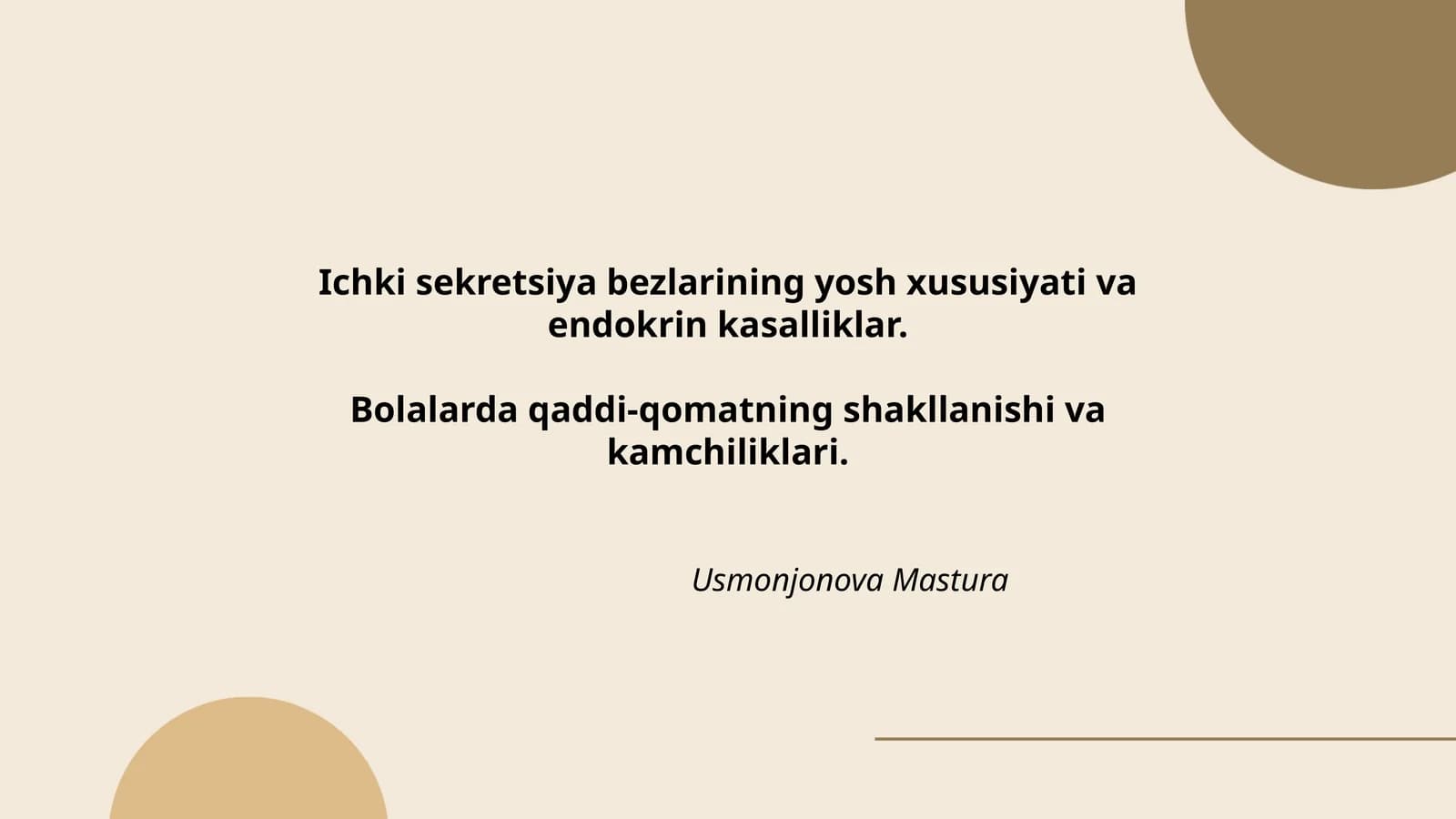 Ichki sekretsiya bezlarining yosh xususiyati va endokrin kasalliklar
