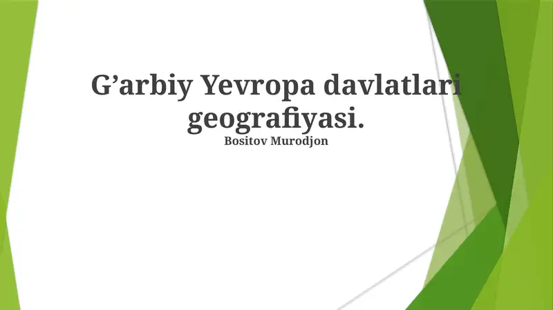 G’arbiy Yevropa davlatlari geografiyasi