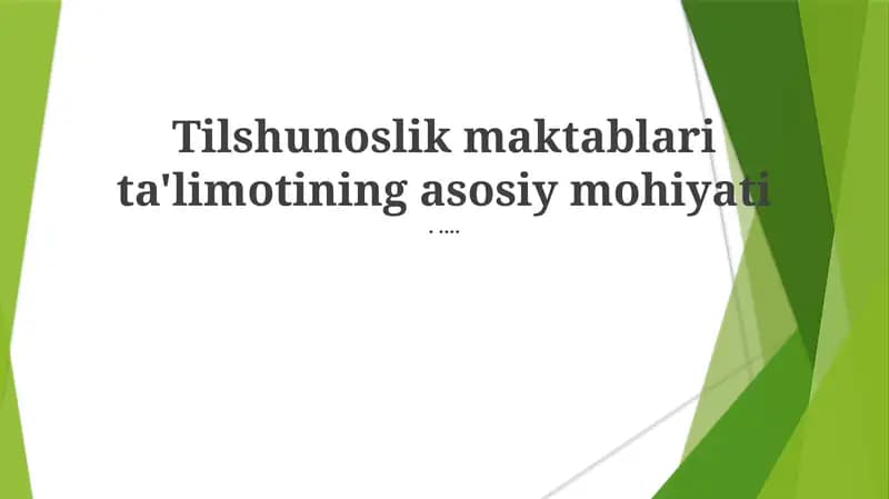 Tilshunoslik maktablari ta'limoti