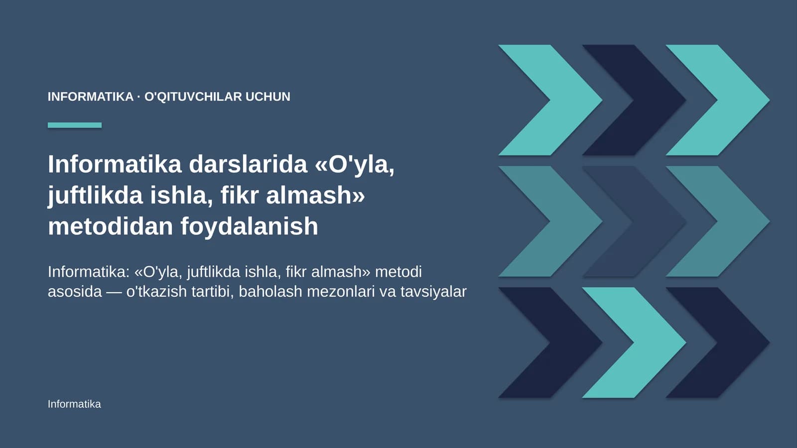 informatika darslarida o'yla juftlikda ishla fikr almash metodidan foydalanish 8156