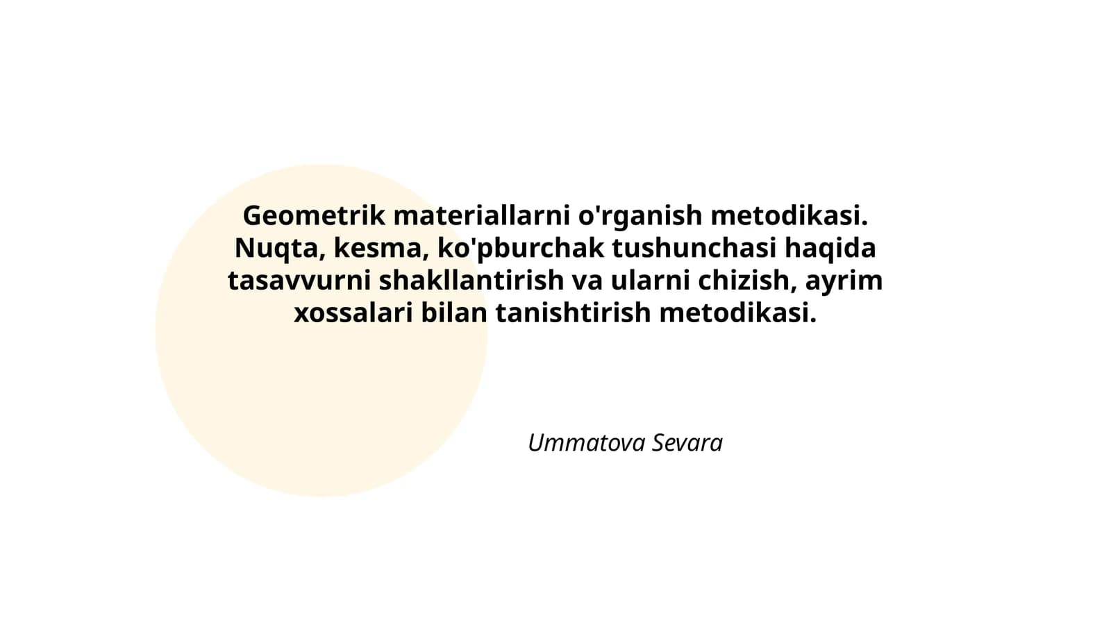 Geometrik materiallarni o'rganish metodikasi
