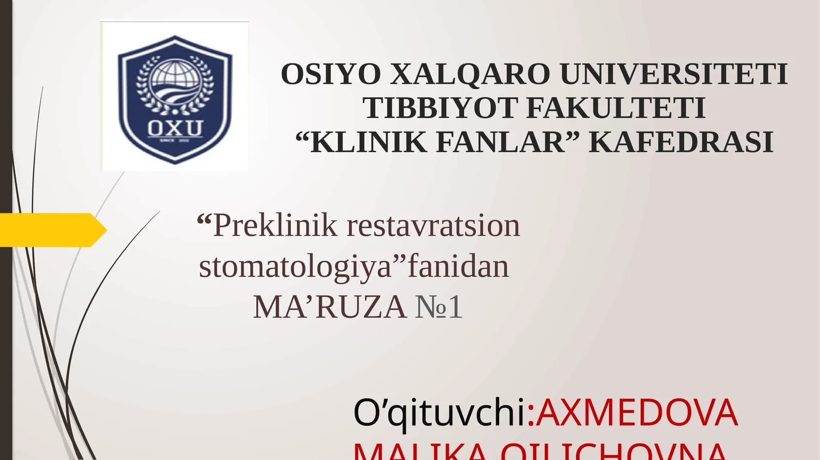 Preklinik restavratsion stomatologiya