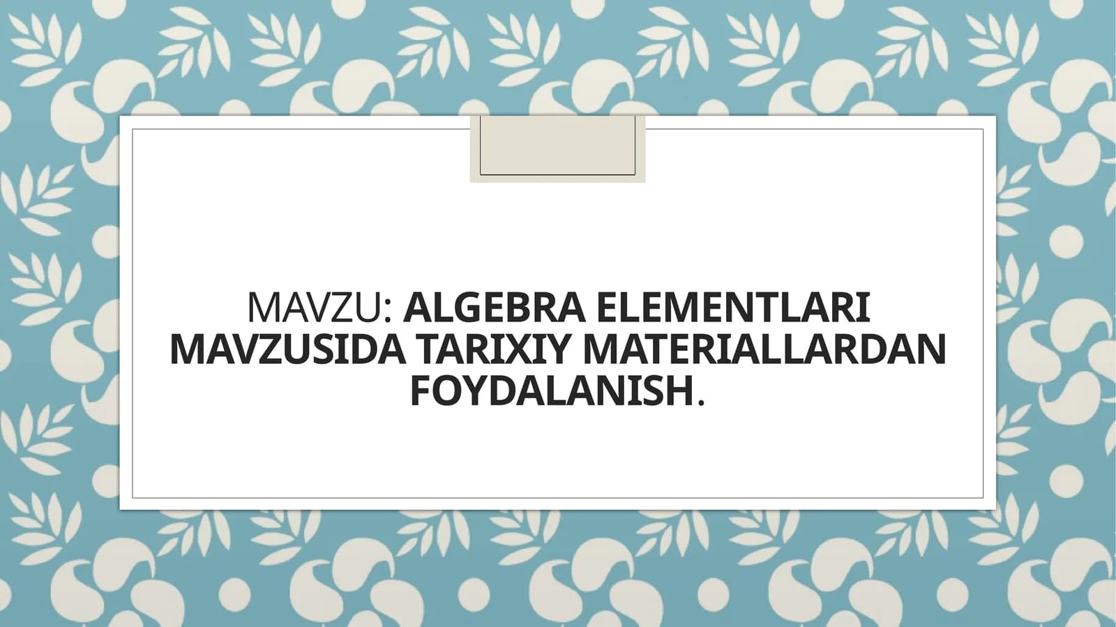 Algebra Elementlari