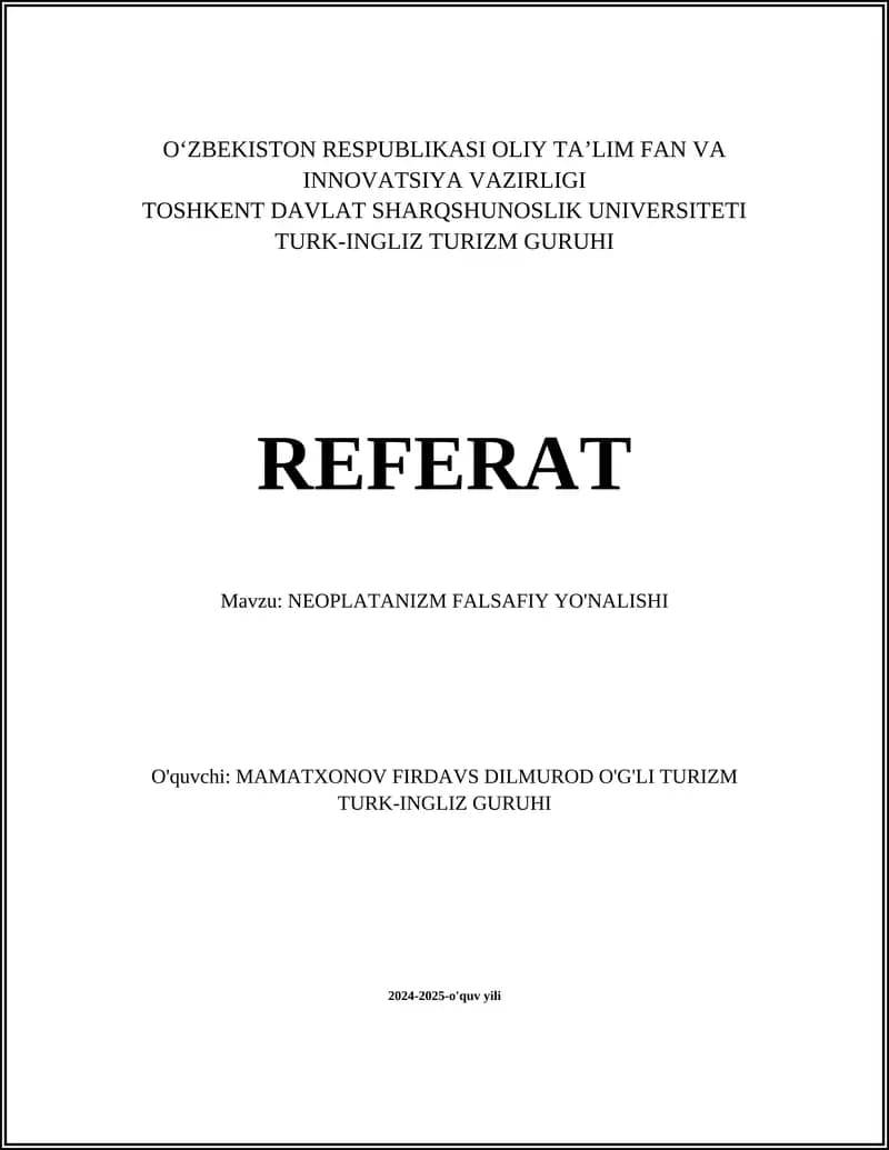 Neoplatonizm Falsafiy Yonalishi