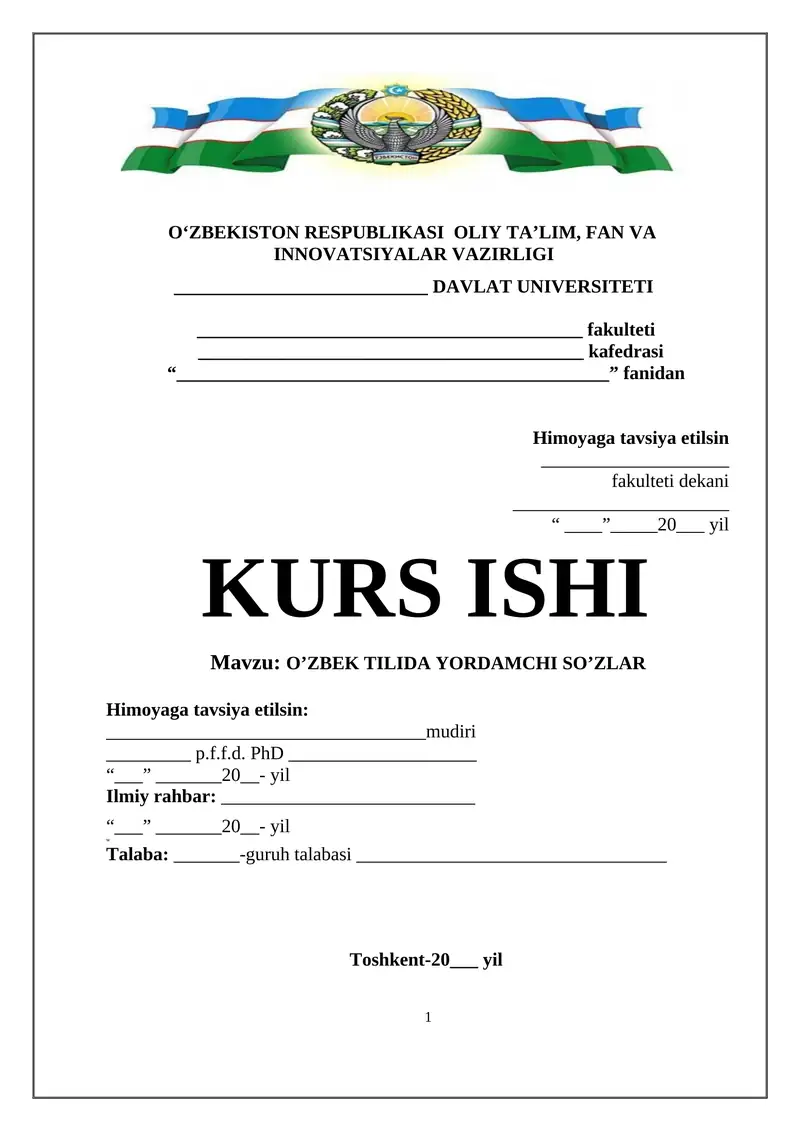 O’ZBEK TILIDA YORDAMCHI SO’ZLAR