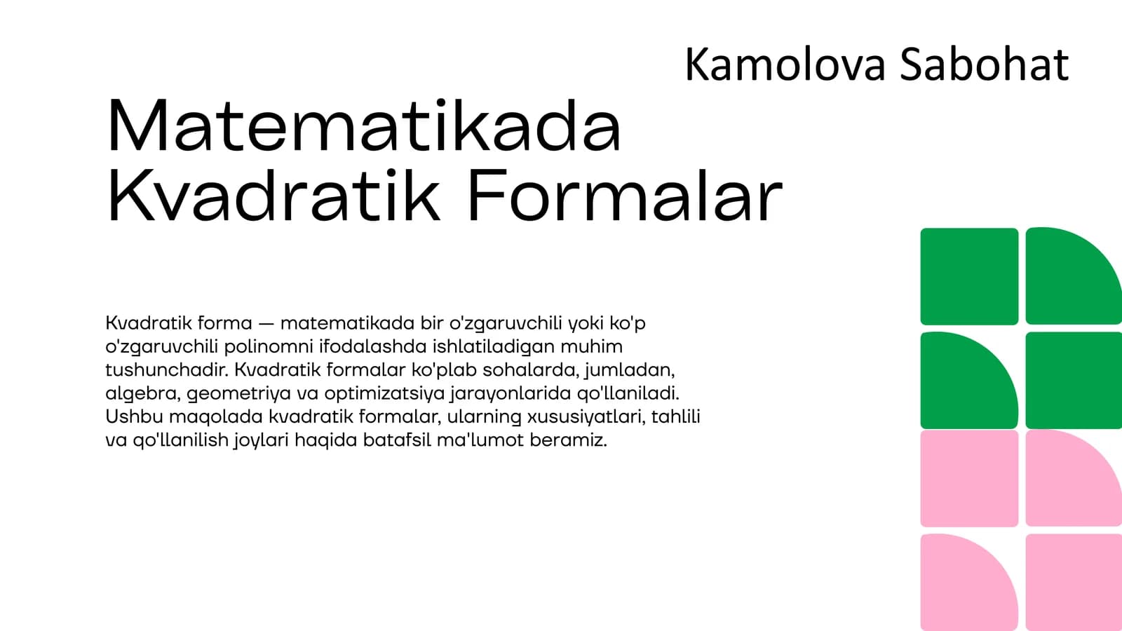 Kvadratik Formalar