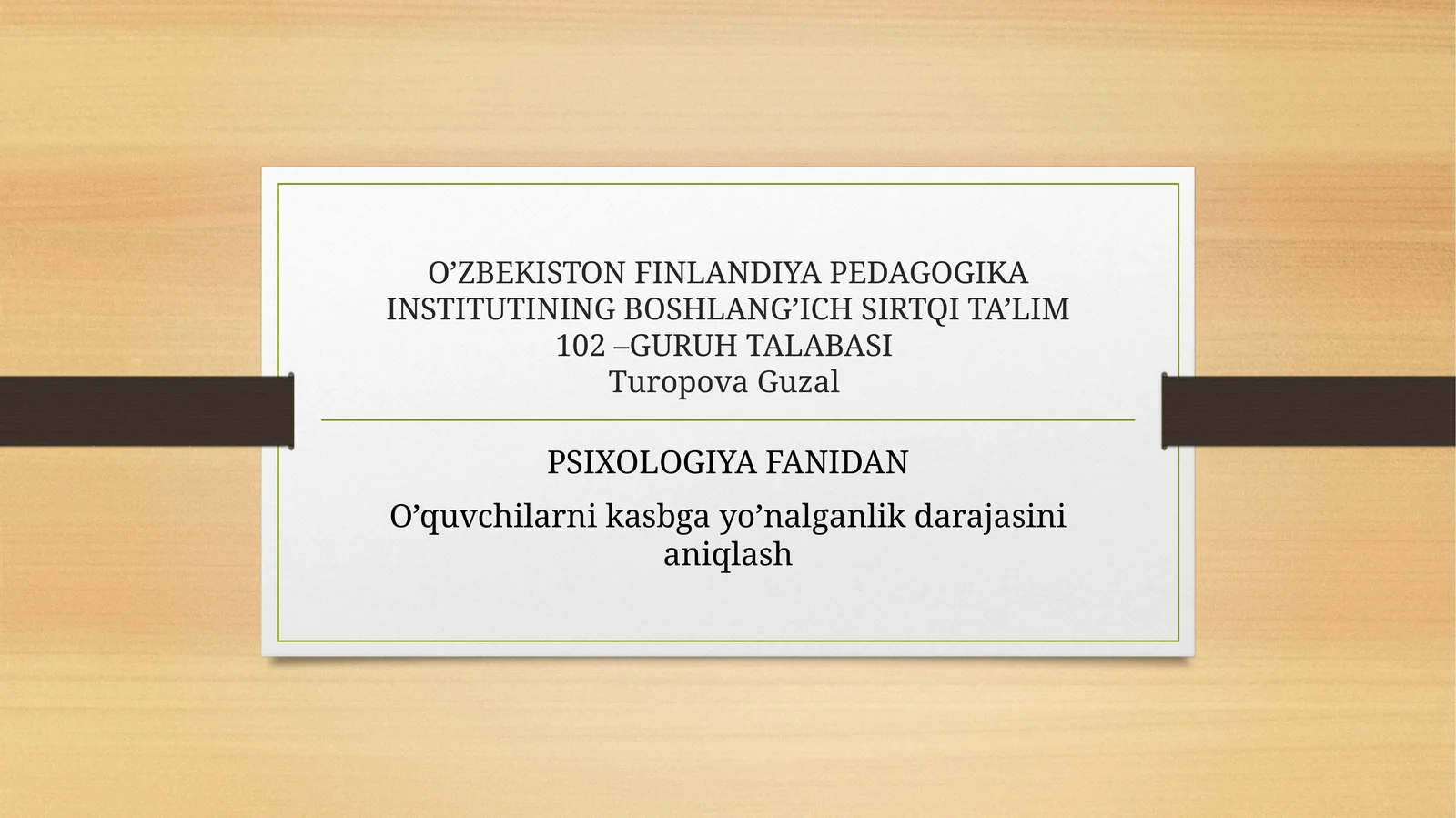 O’zbekiston Finladiya Pedagogika Institutining Boshlang’ich Sirtqi Ta’lim