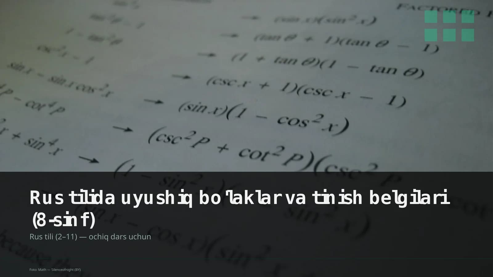Rus tilida uyushiq bo'laklar va tinish belgilari (8-sinf)