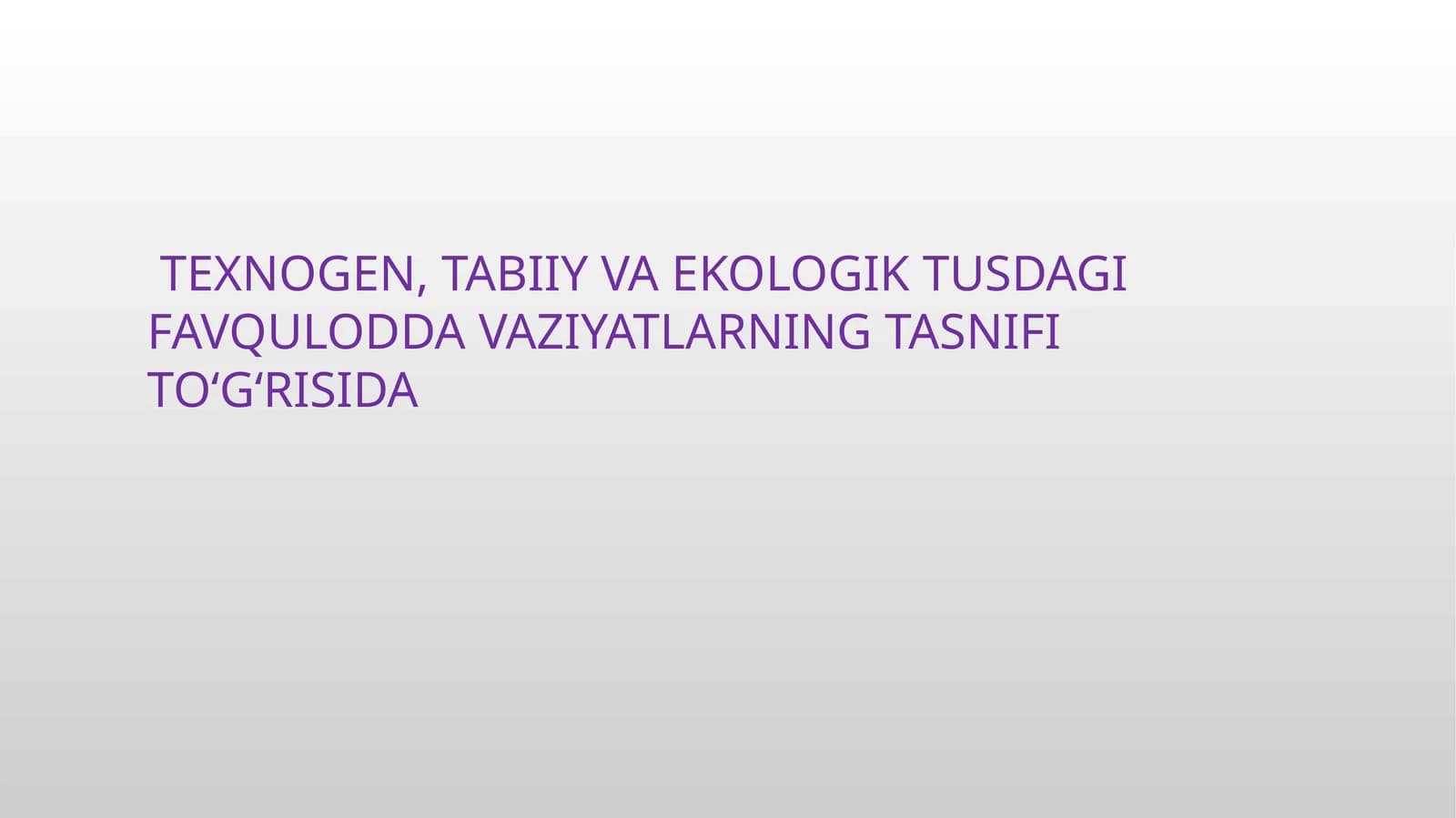 Favqulodda va ziyatlar