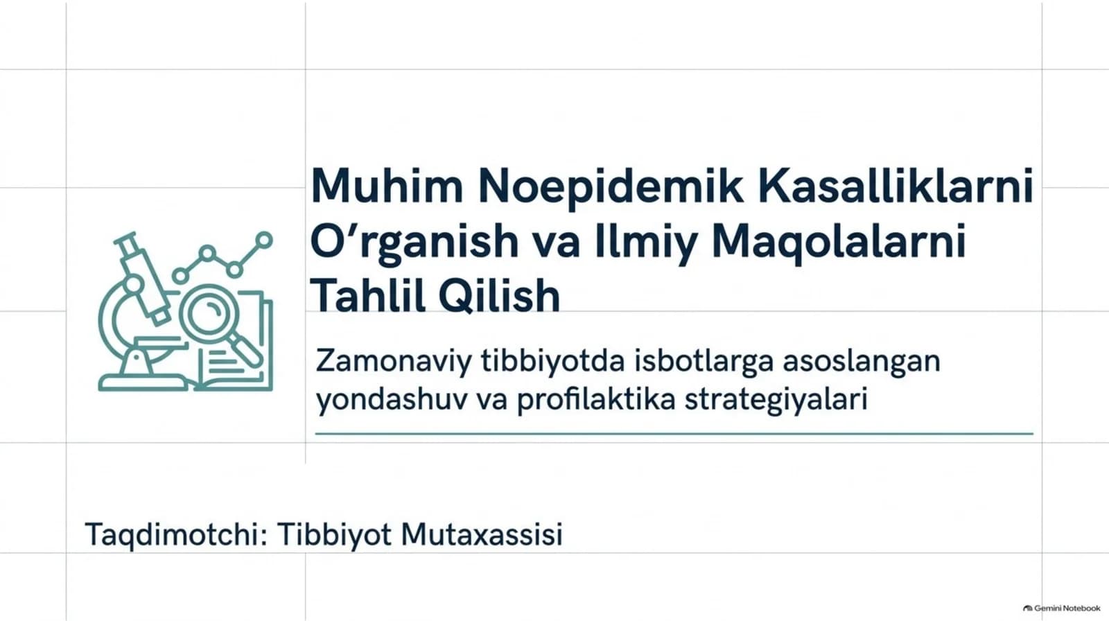 Muhim noepidemik kasalliklarni o‘rganish va maqolalarni tahlil qilish | 15 slaydlik taqdimot