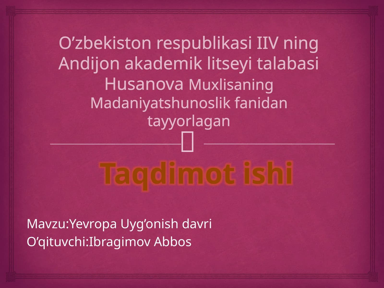 Yevropa Uyg’onish davri