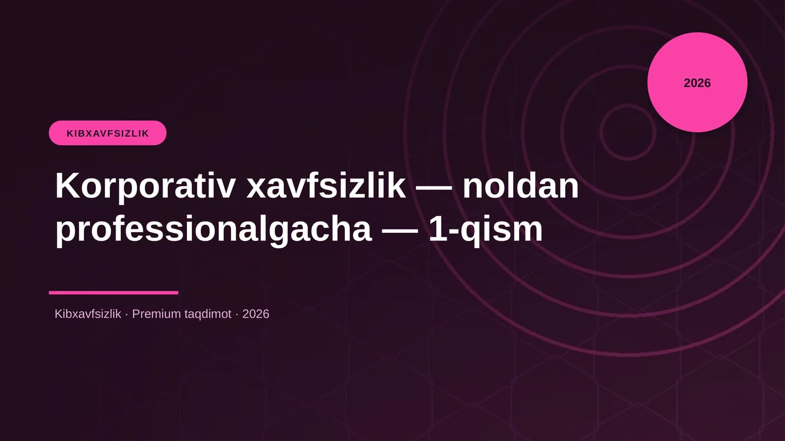 Korporativ xavfsizlik — noldan professionalgacha — 1-qism