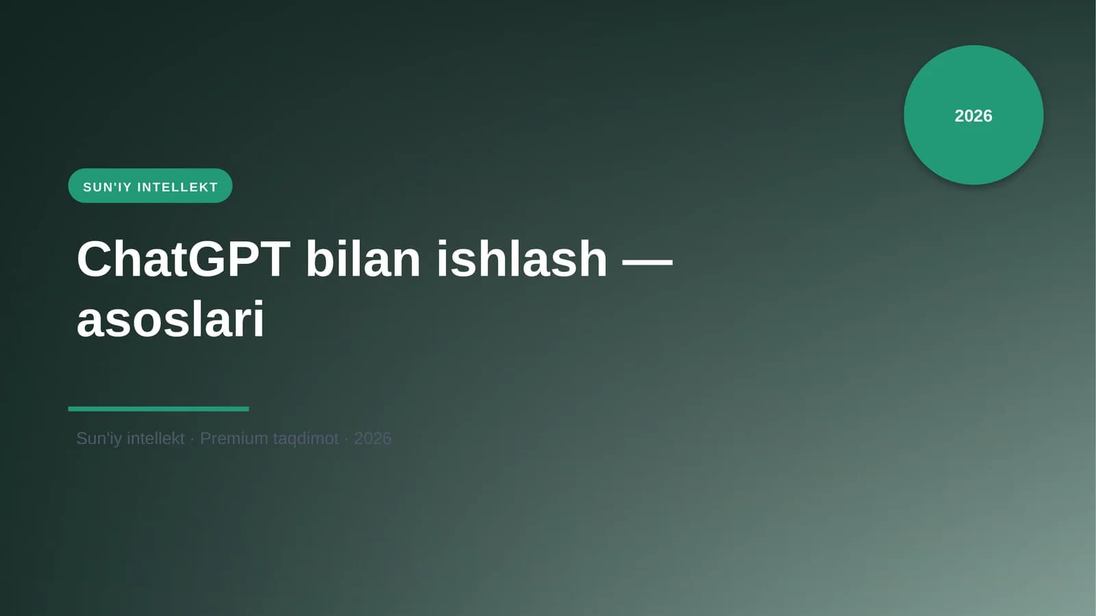 ChatGPT bilan ishlash — asoslari
