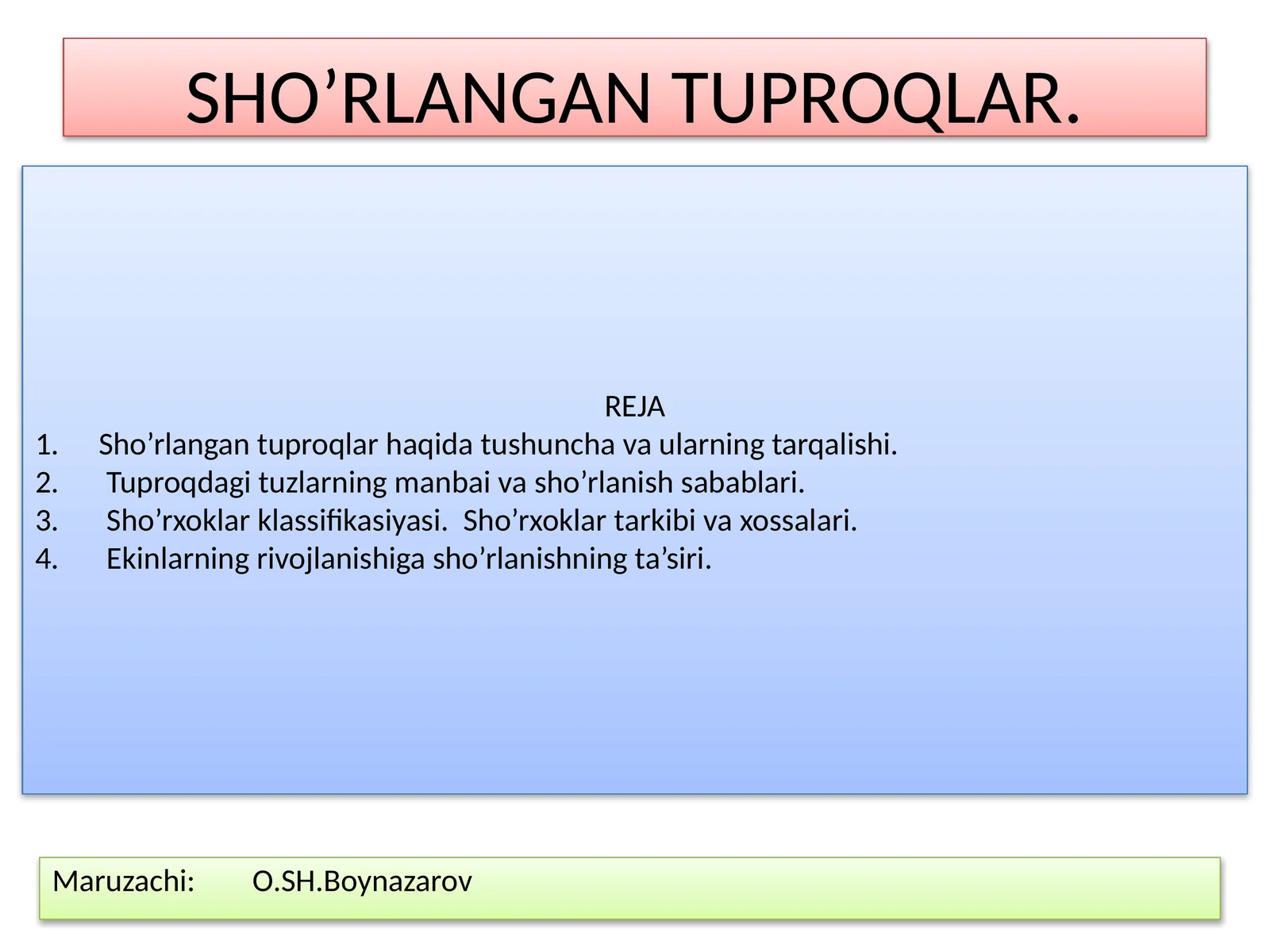 SHO’RLANGAN TUPROQLAR