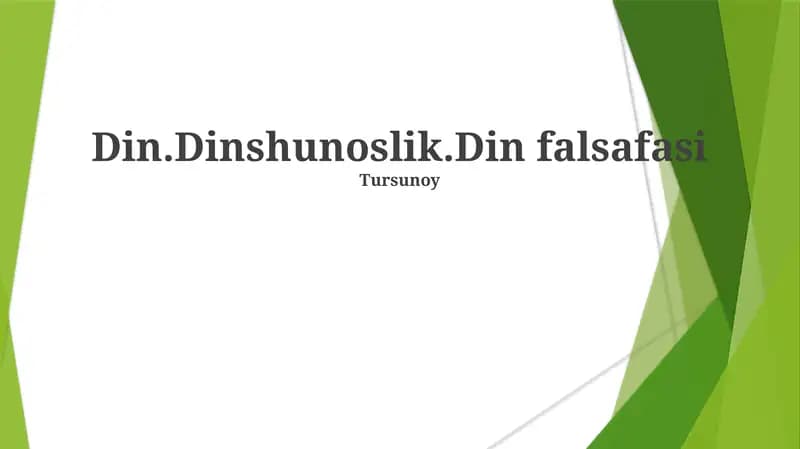 Din.Dinshunoslik.Din falsafasi