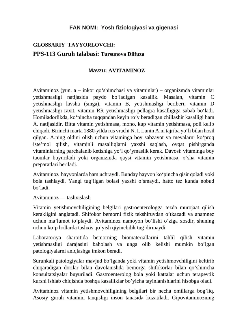 AVITAMINOZ