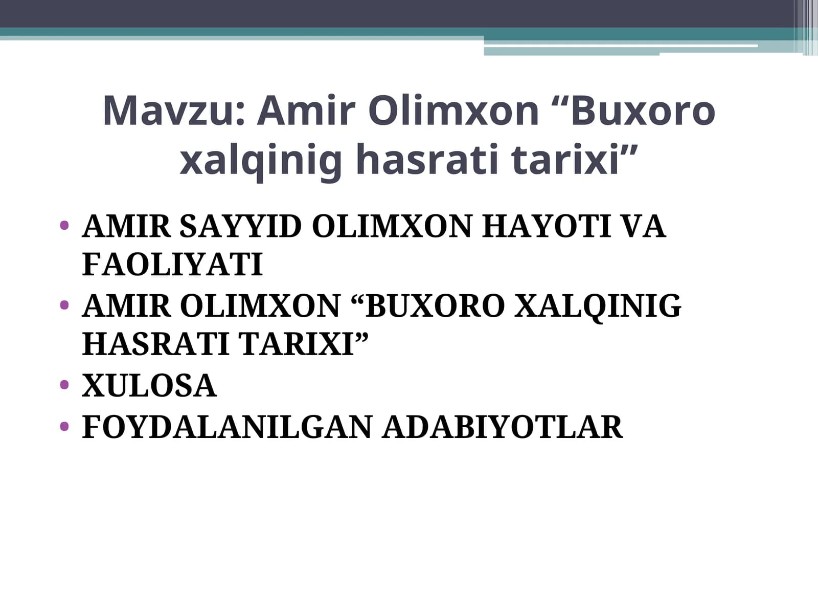 Amir Olimxon “Buxoro xalqinig hasrati tarixi”