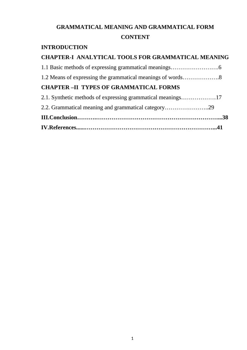 GRAMMATICAL MEANING AND GRAMMATICAL FORM