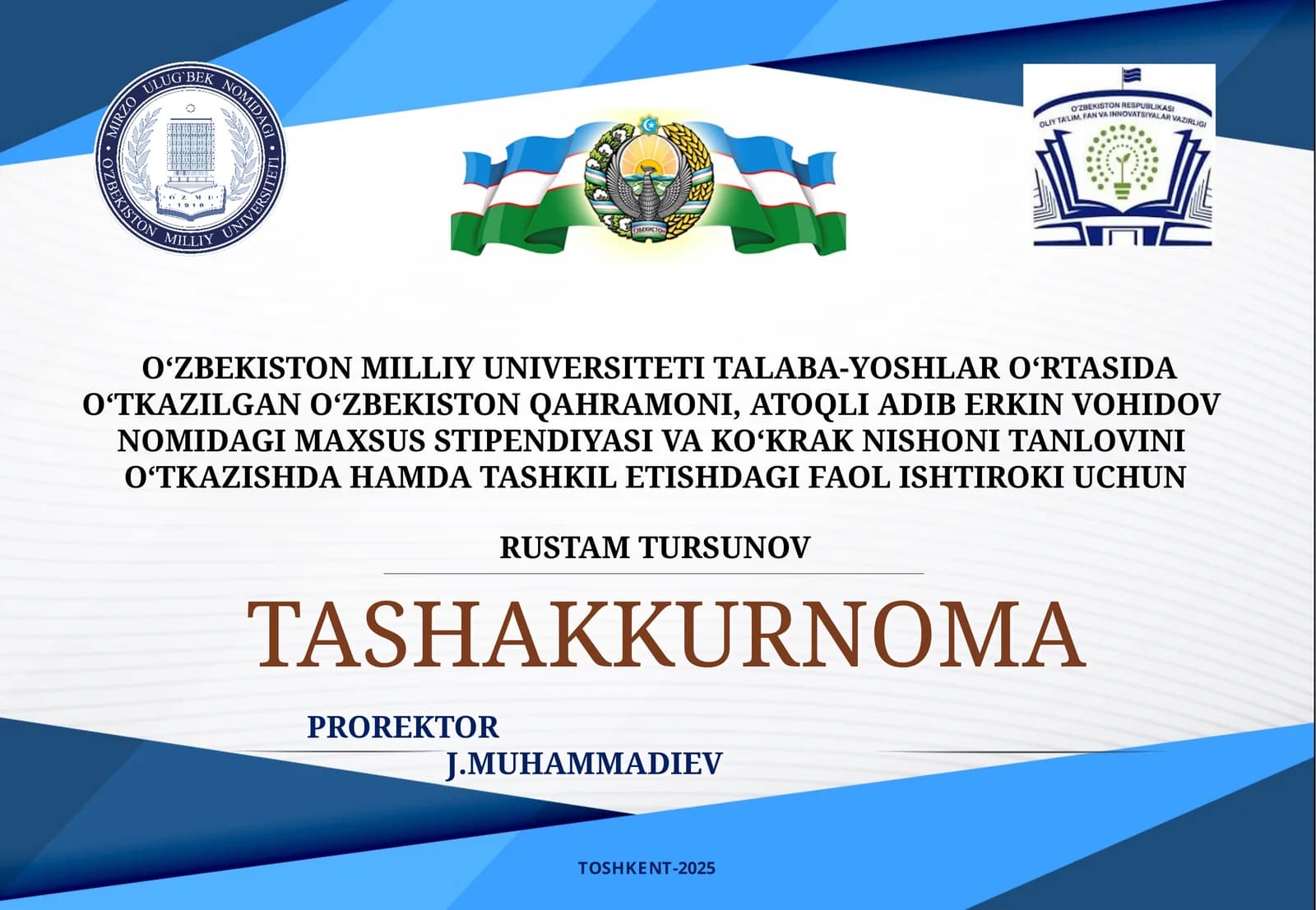 TASHAKKURNOMA