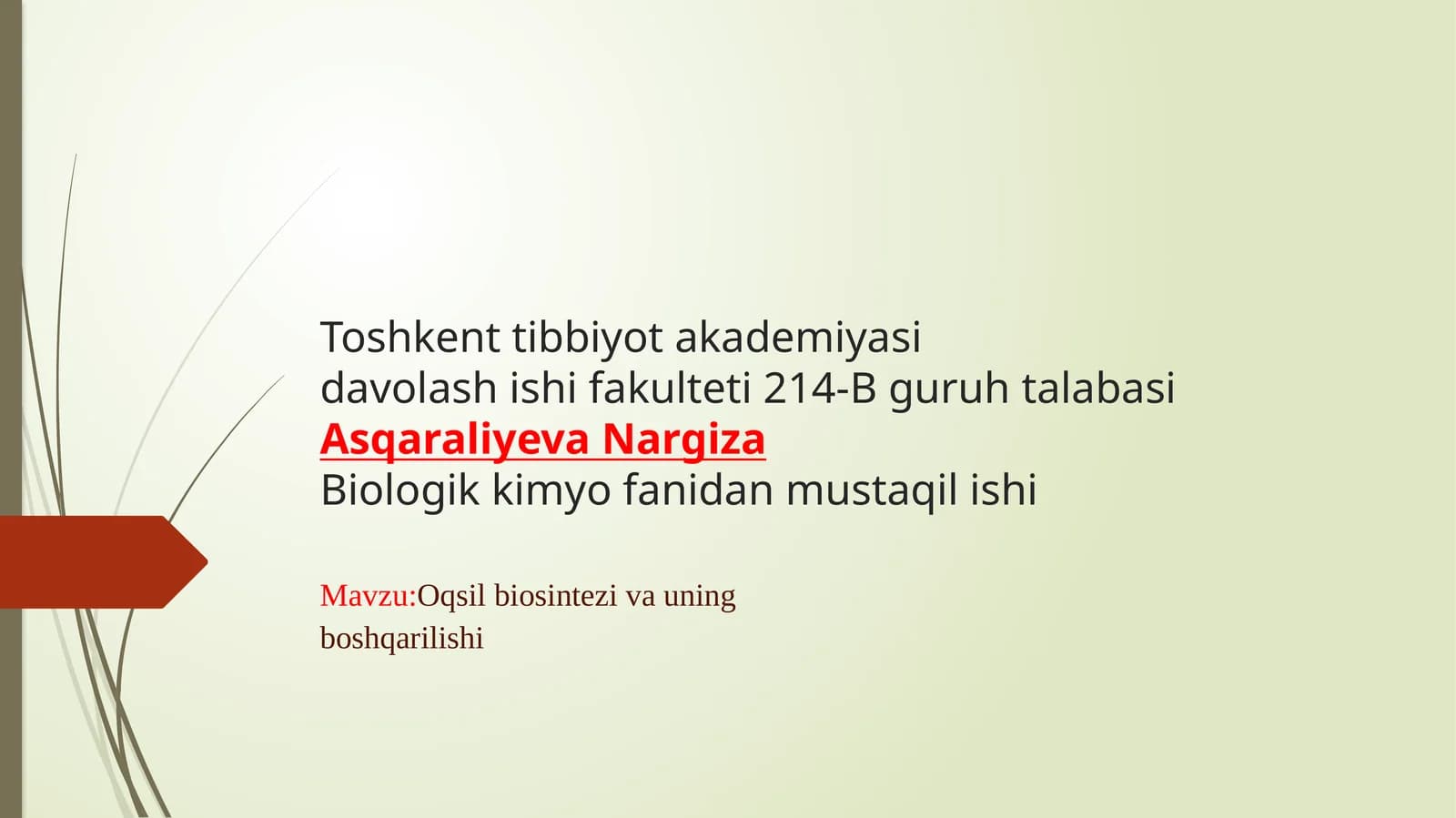 Oqsil biosintezi va uning boshqarilishi