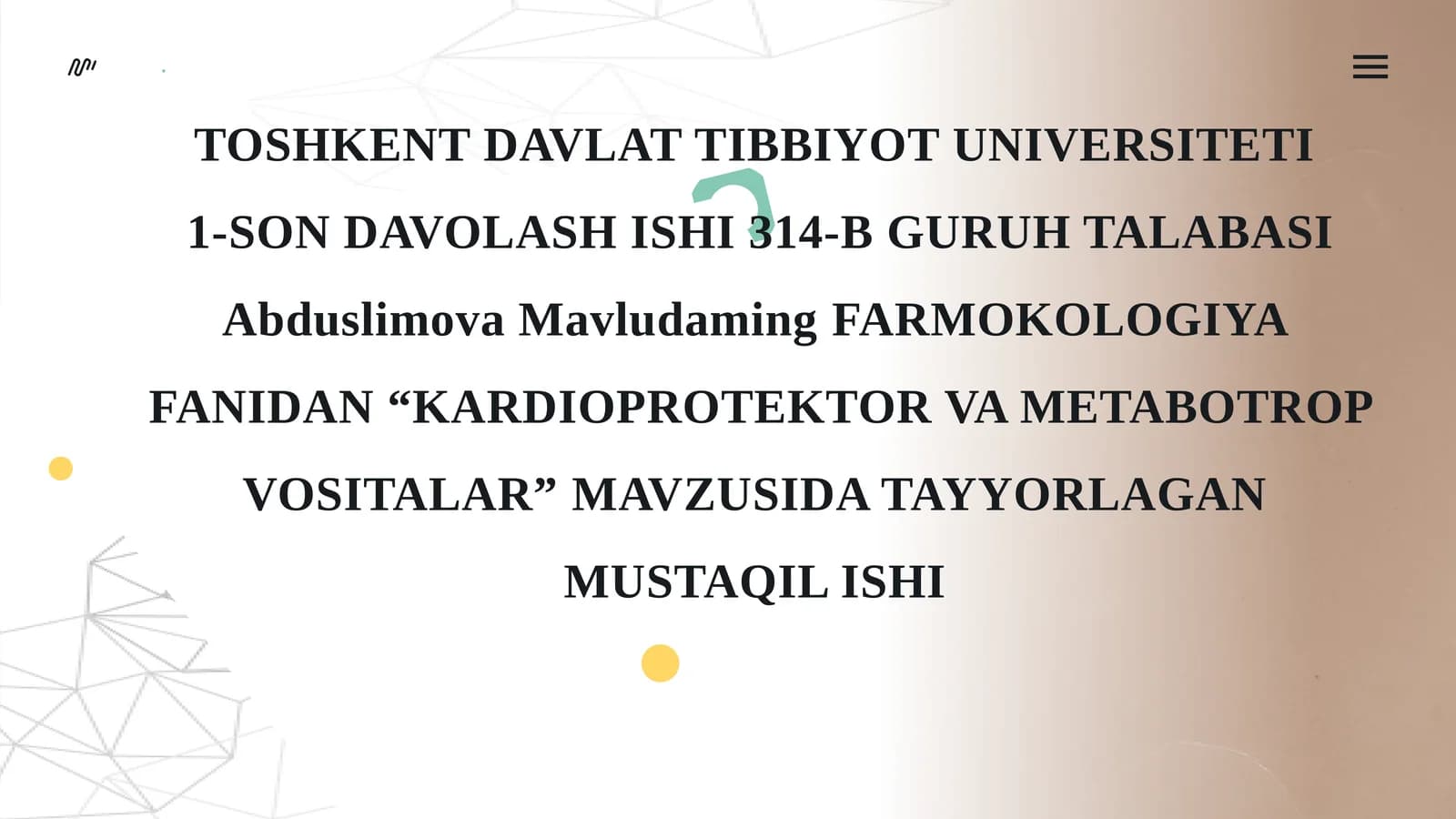 KARDIOPROTEKTOR VA METABOTROP VOSITALAR