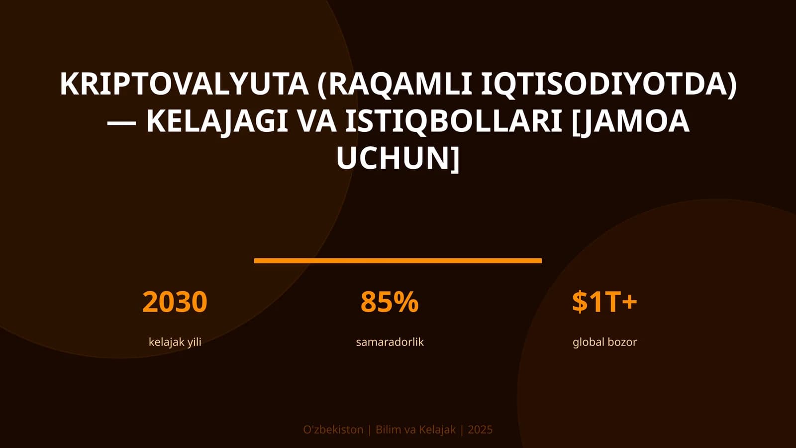 Kriptovalyuta (raqamli iqtisodiyotda) — kelajagi va istiqbollari [jamoa uchun]