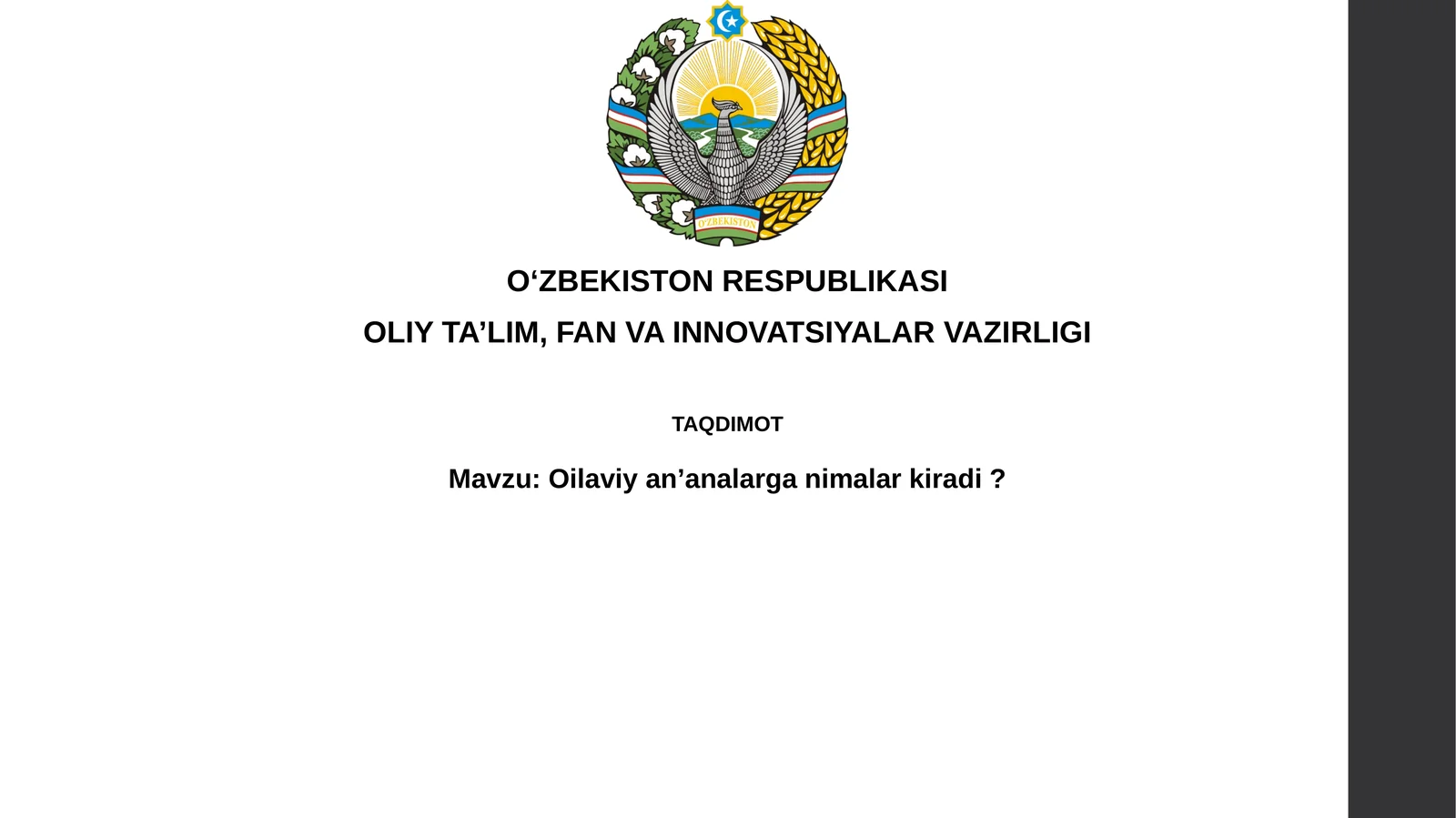 Oilaviy urf-odatlar
