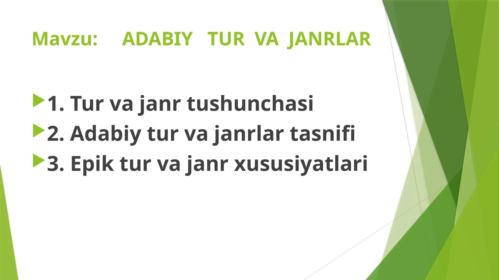 ADABIY TUR VA JANRLAR