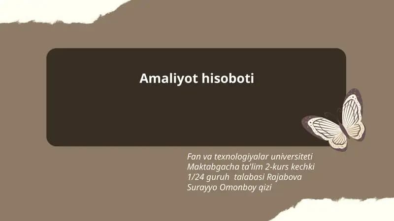 Amaliyot hisoboti